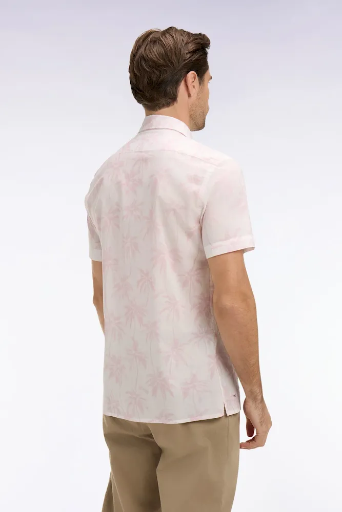 Chemise à manches courtes en coton rose imprimé palmiers coupe slim – Bild 5