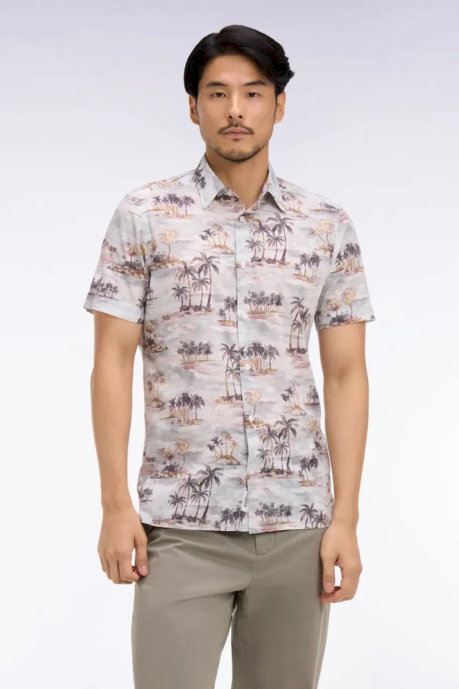 Chemise hawaïenne à manches courtes en coton imprimé coupe slim – Bild 3
