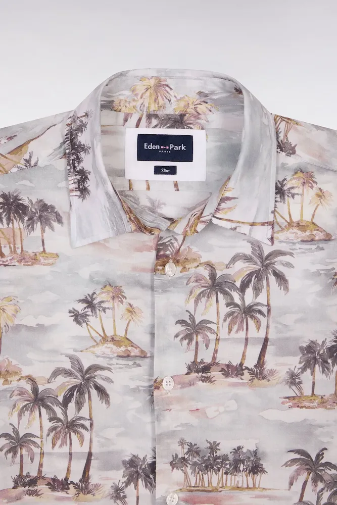 Chemise hawaïenne à manches courtes en coton imprimé coupe slim – Bild 6