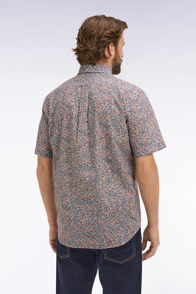 Chemise à manches courtes en coton orange à micromotif floral – Bild 5