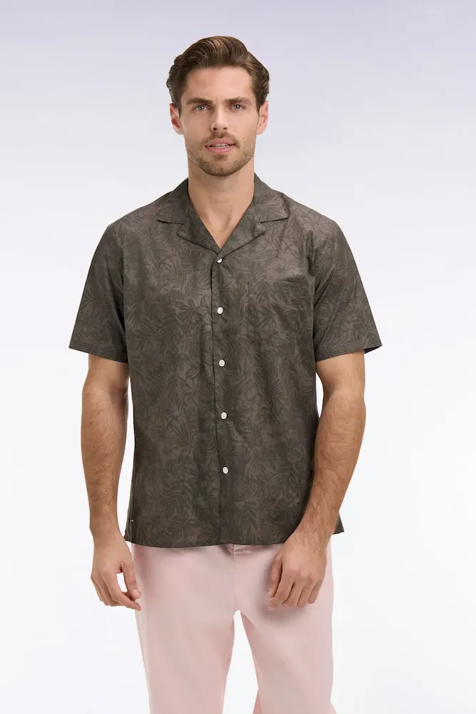 Chemise à manches courtes en coton Pima kaki imprimé végétal – Bild 3