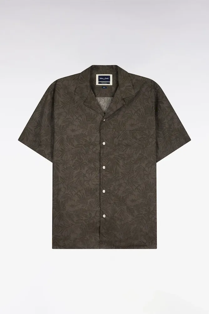 Chemise à manches courtes en coton Pima kaki imprimé végétal – Bild 2