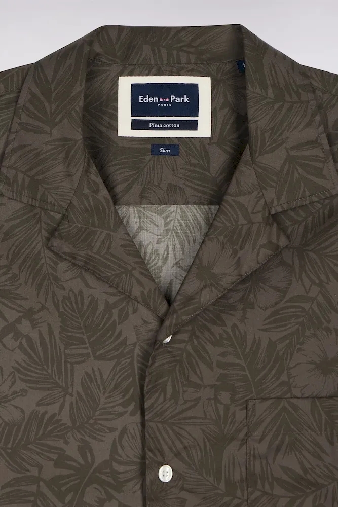 Chemise à manches courtes en coton Pima kaki imprimé végétal – Bild 6