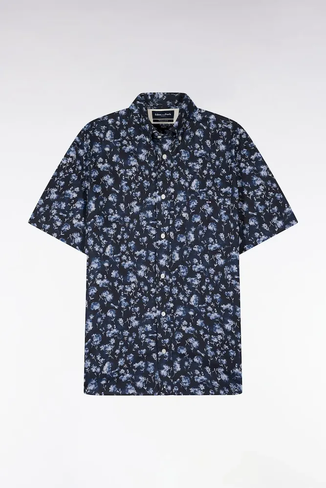 Chemise à manches courtes en coton Pima marine à motif floral – Bild 2