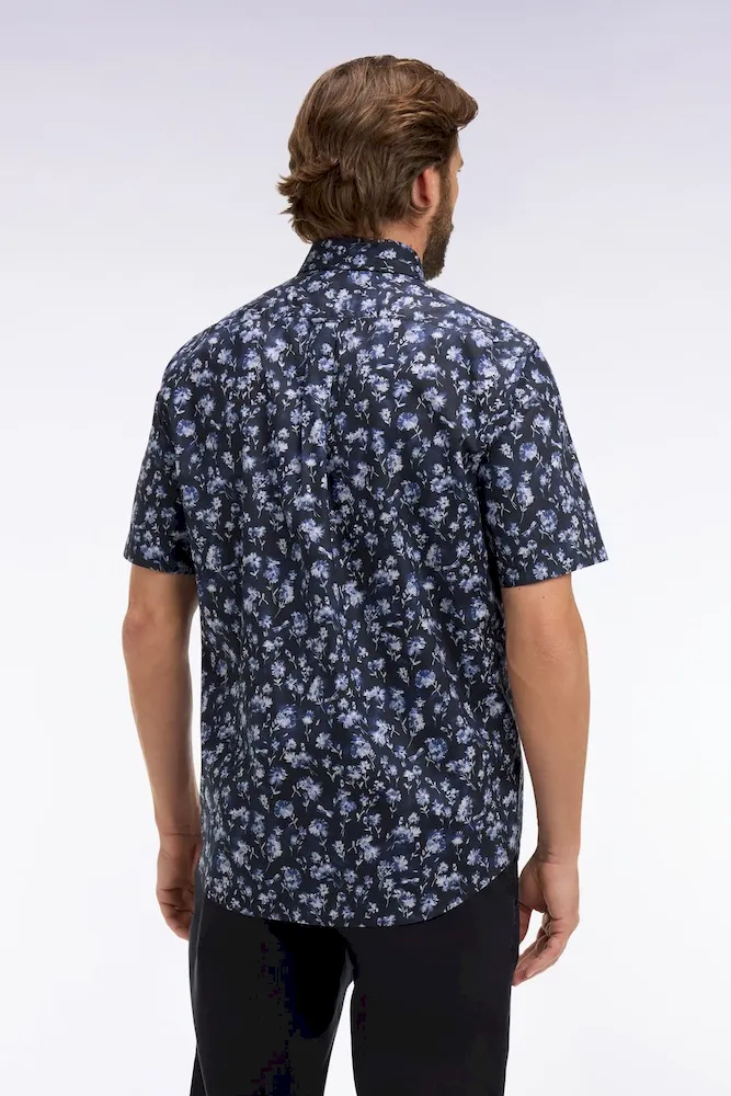 Chemise à manches courtes en coton Pima marine à motif floral – Bild 5