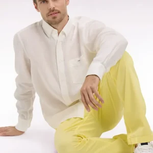 Chemise droite en lin blanc