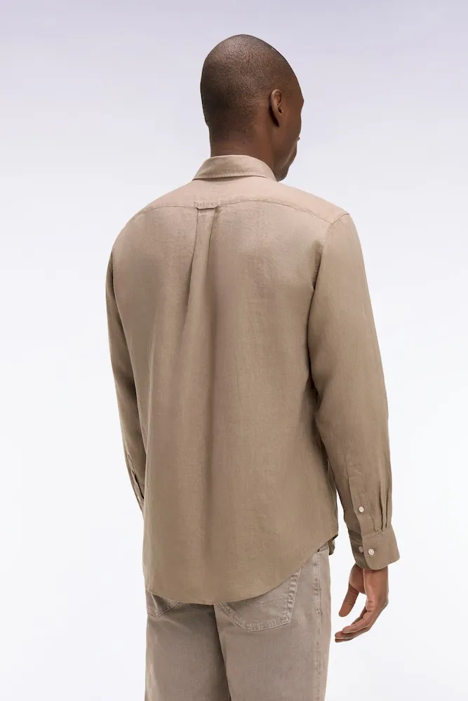 Chemise en lin beige coupe droite – Bild 5