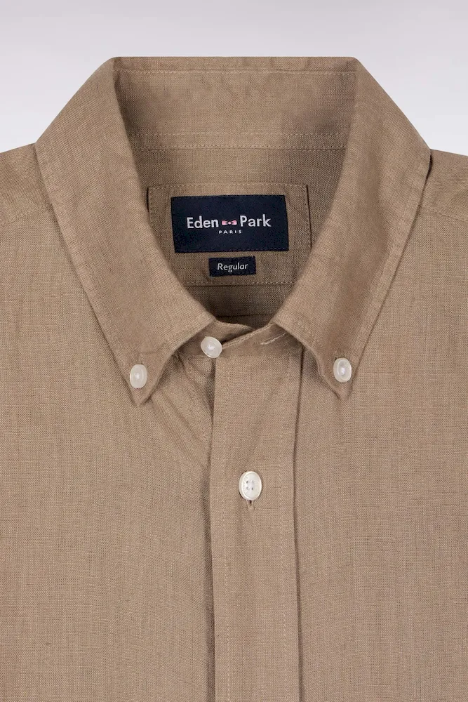 Chemise en lin beige coupe droite – Bild 6