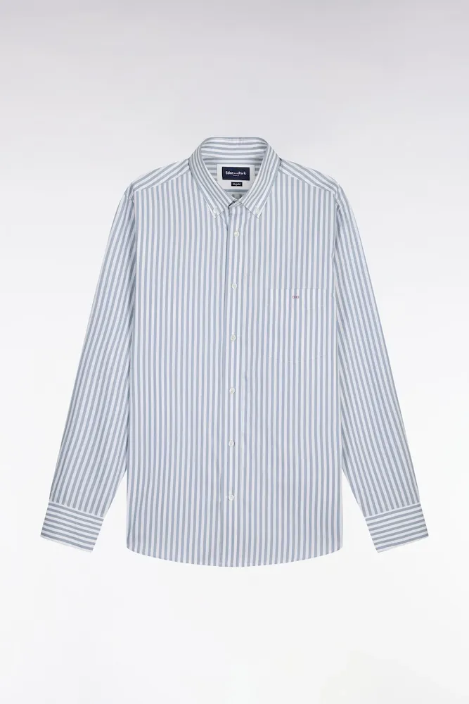 Chemise En Coton Bleu à Rayures Bâtons