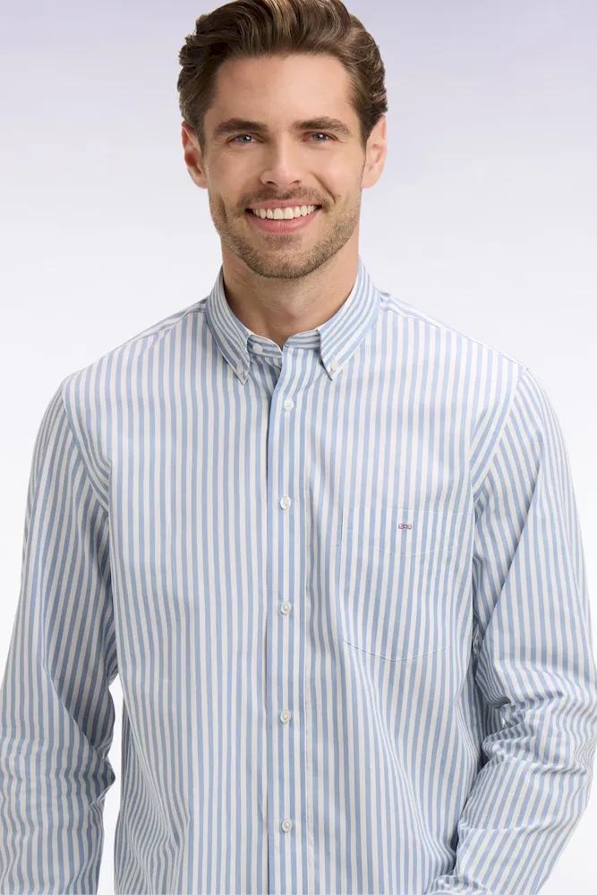 Chemise en coton bleu à rayures bâtons – Bild 3