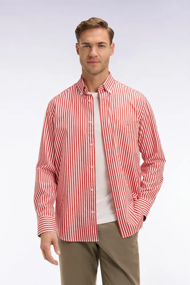 Chemise en coton rouge à rayures bâtons – Bild 3