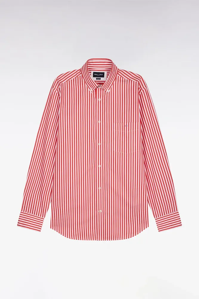 Chemise En Coton Rouge à Rayures Bâtons