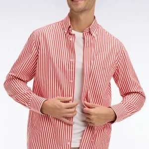 Chemise en coton rouge à rayures bâtons