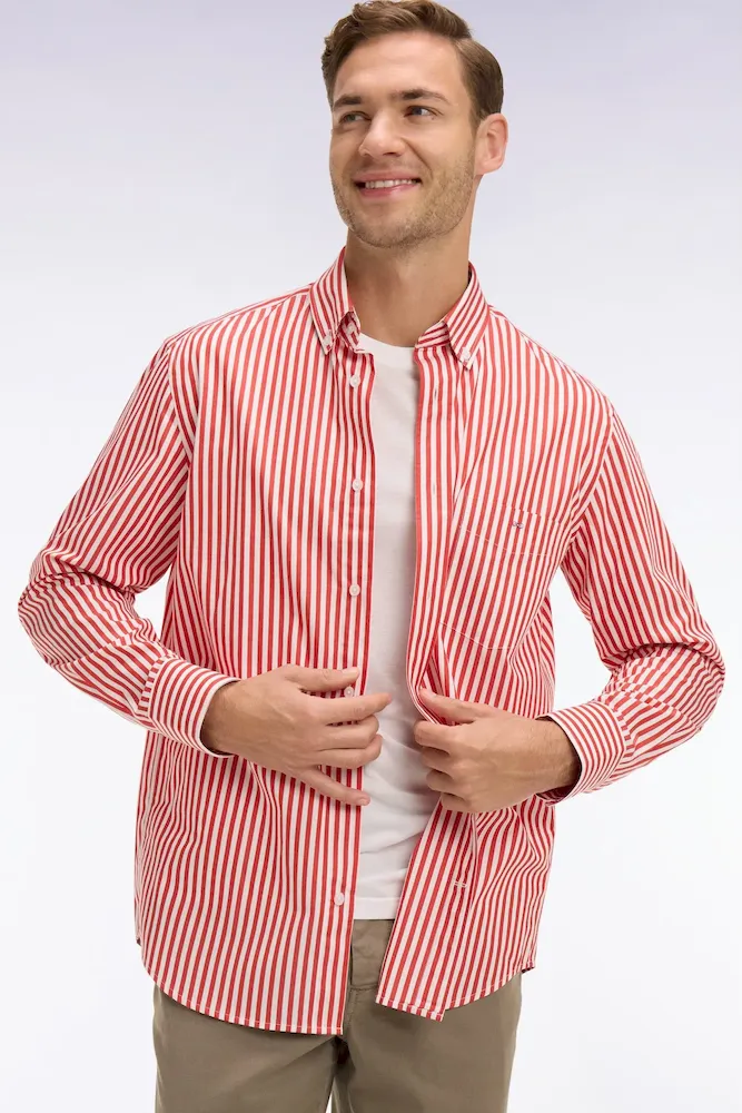 Chemise en coton rouge à rayures bâtons