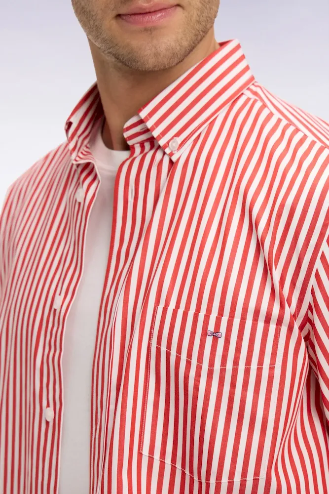 Chemise en coton rouge à rayures bâtons – Bild 4