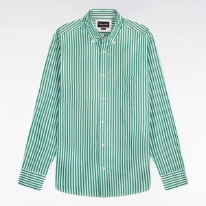 Alternative view of Chemise en coton vert à rayures bâtons
