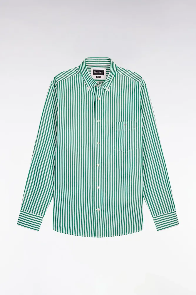Chemise En Coton Vert à Rayures Bâtons
