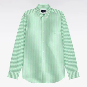 Alternative view of Chemise en coton vert clair à rayures bâtons