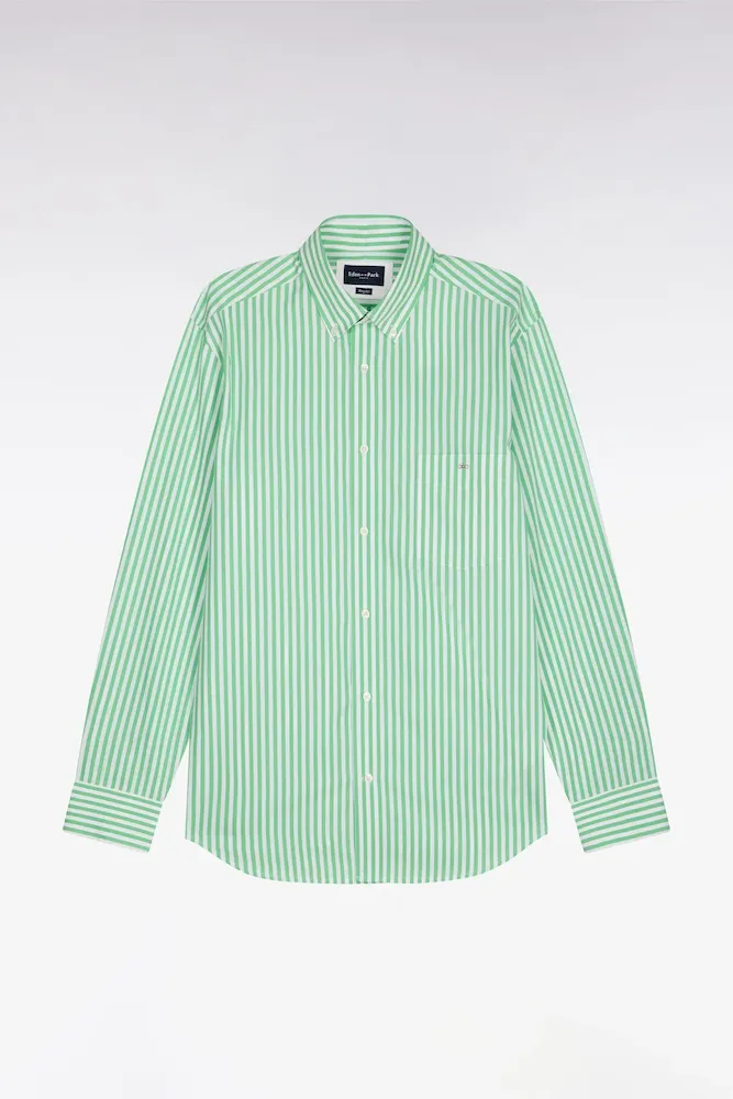 Chemise En Coton Vert Clair à Rayures Bâtons