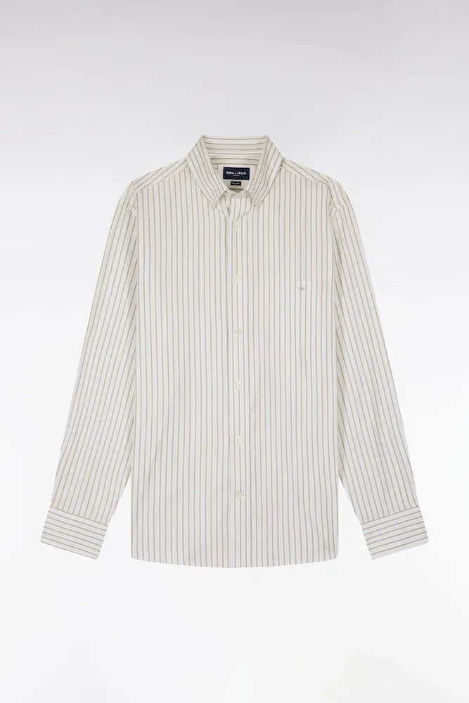 Chemise En Coton Pinpoint à Rayures Ciel Coupe Regular