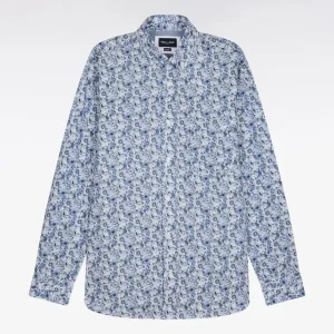 Alternative view of Chemise en popeline de coton bleu à motif floral