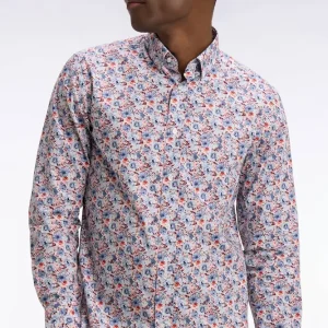 Chemise en popeline de coton multicolore à motif floral