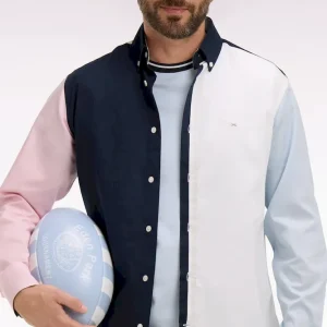 Chemise en coton colorblock coupe regular