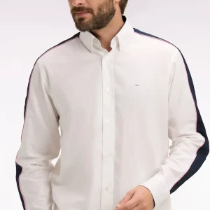 Chemise en coton pinpoint blanc broderie dos