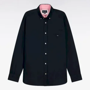 Alternative view of Chemise en coton pinpoint marine détails roses