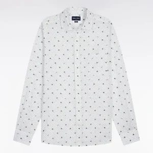 Alternative view of Chemise en coton blanche à micromotifs coupe slim