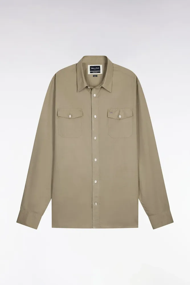 Chemise En Popeline De Coton Pima Kaki Coupe Regular