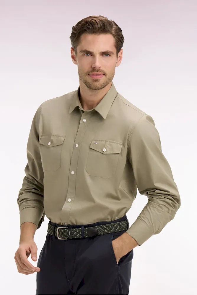 Chemise en popeline de coton Pima kaki coupe regular
