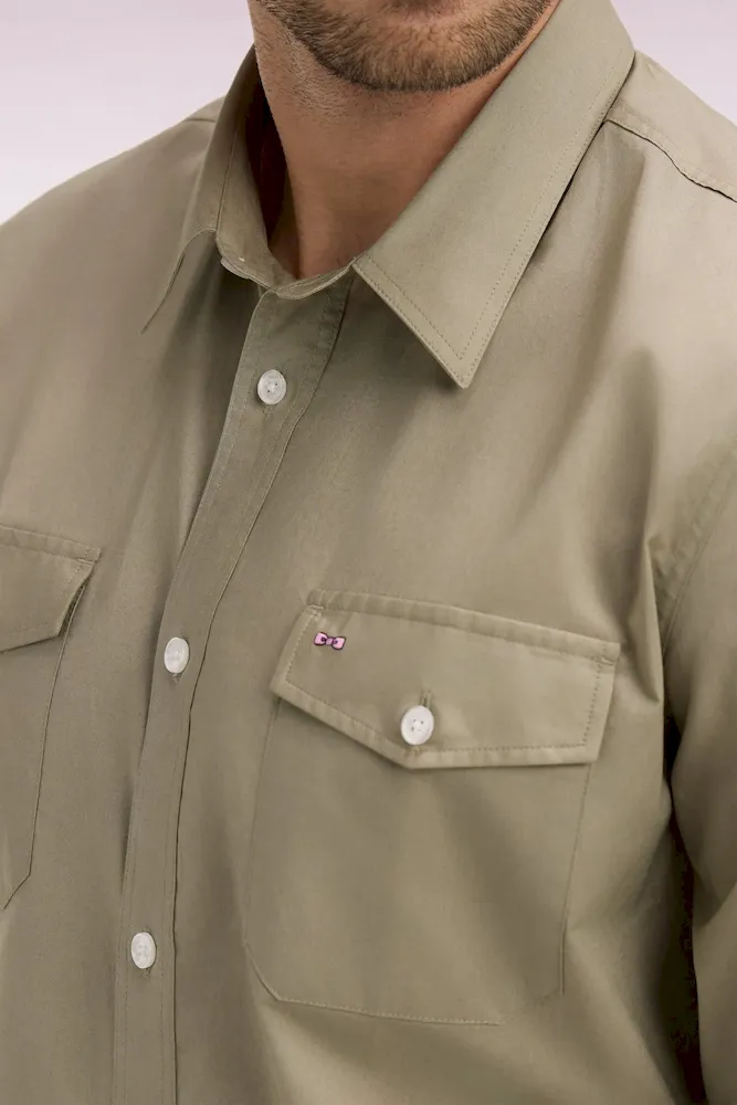 Chemise en popeline de coton Pima kaki coupe regular – Bild 4