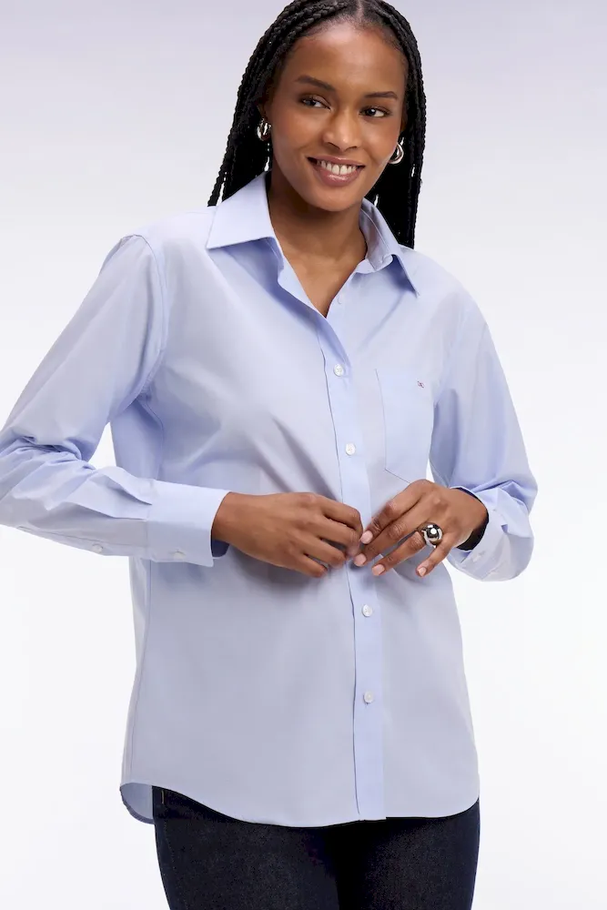 Chemise en popeline de coton ciel coupe slim