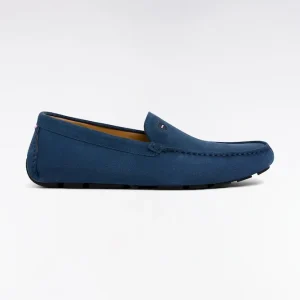 Mocassins en cuir suédé bleu