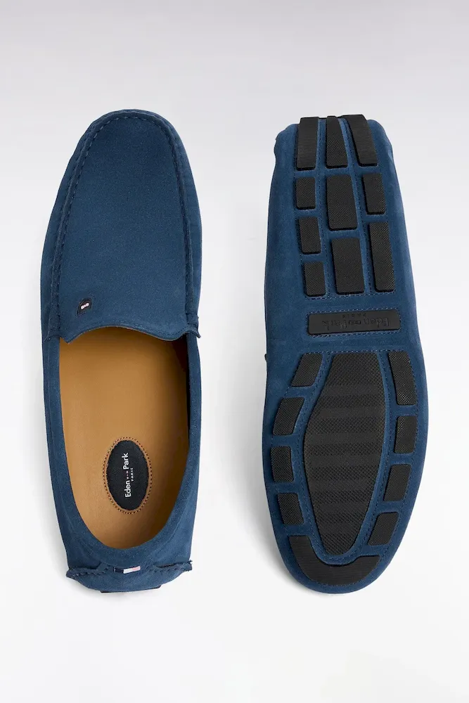 Mocassins En Cuir Suédé Bleu