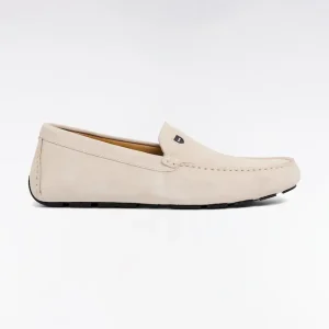 Mocassins en cuir suédé écru