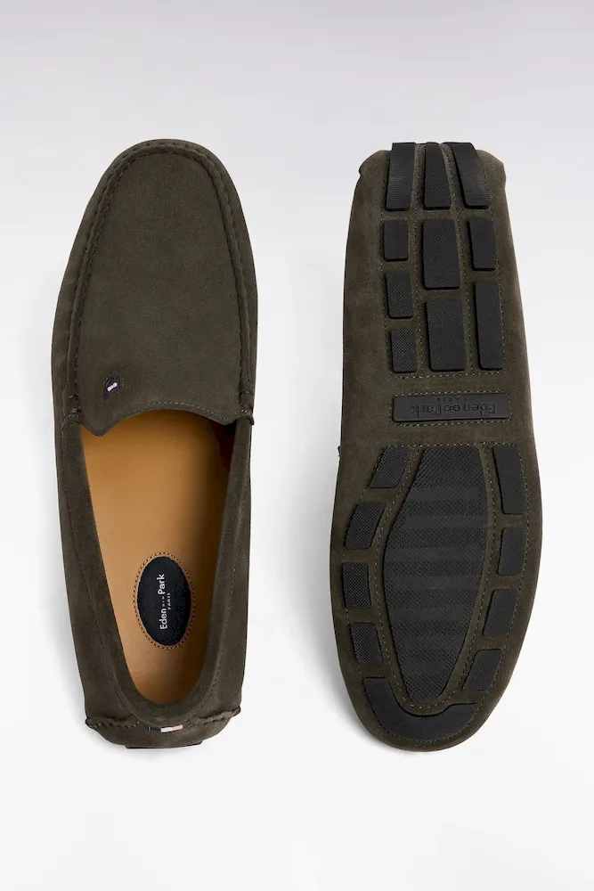 Mocassins En Cuir Suédé Gris Foncé