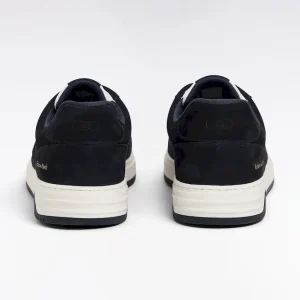 Alternative view of sneakers en cuir marine à semelles blanches