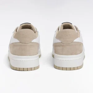 Alternative view of Sneakers bicolores en cuir lisse blanc et cuir suédé beige