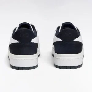 Alternative view of Sneakers bicolores en cuir lisse blanc et cuir suédé marine