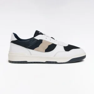 Sneakers tricolores en cuir marine