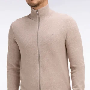 Cardigan zippé en coton beige