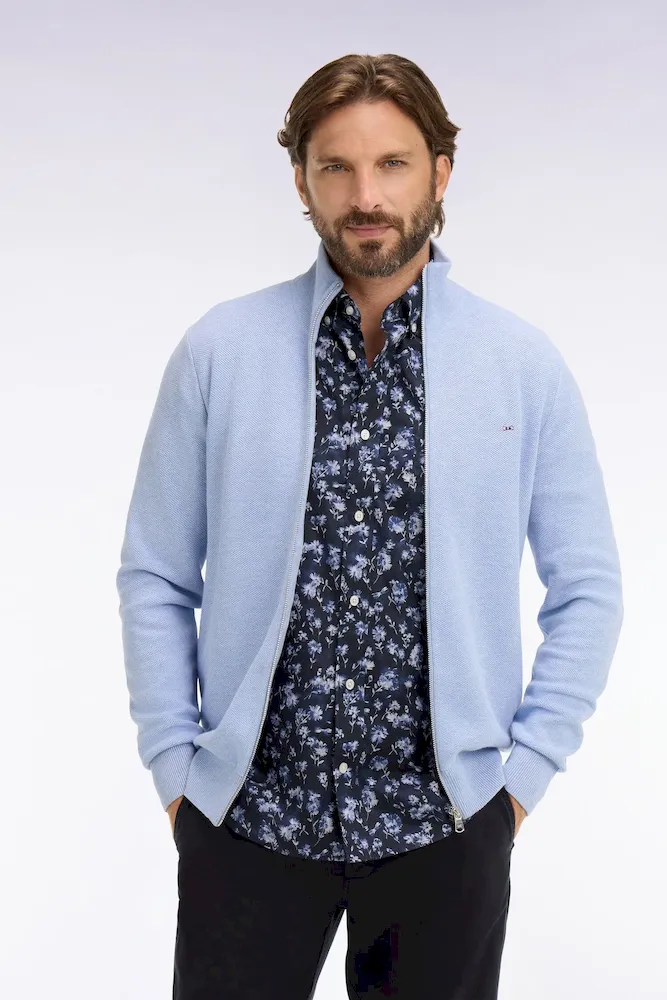 Cardigan zippé en coton ciel – Bild 3