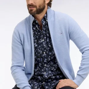Cardigan zippé en coton ciel