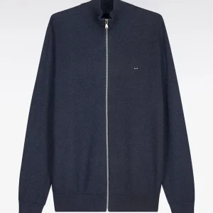 Alternative view of Cardigan zippé en coton bleu foncé