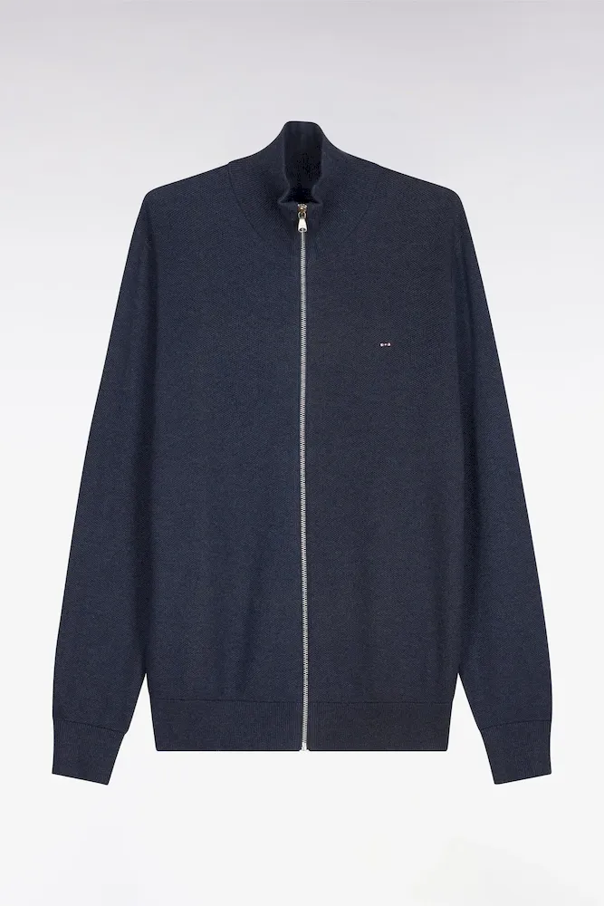 Cardigan Zippé En Coton Bleu Foncé