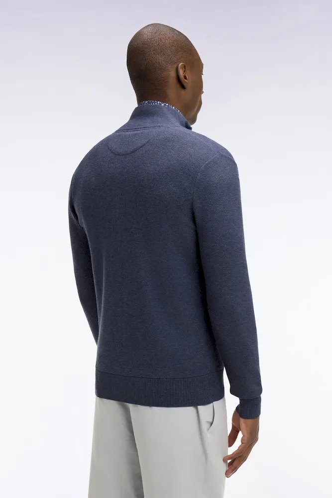 Cardigan zippé en coton bleu foncé – Bild 5