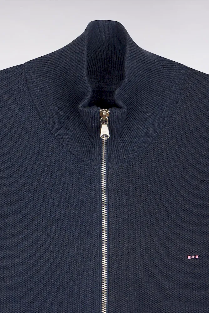 Cardigan zippé en coton bleu foncé – Bild 6