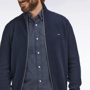 Cardigan zippé en coton marine